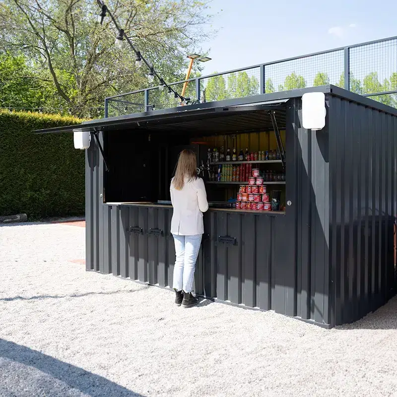 FOCO® XL Demontabele barcontainer 4 x 2 meter 16 ft RAL7016 (Antraciet) – lichte schade